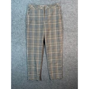 HM Womens Glen Plaid Ankle Pants‎ Brown Black Check Trousers Size 6 High Rise
